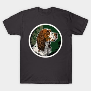 Irish Red and White Setter Camouflage Motif T-Shirt